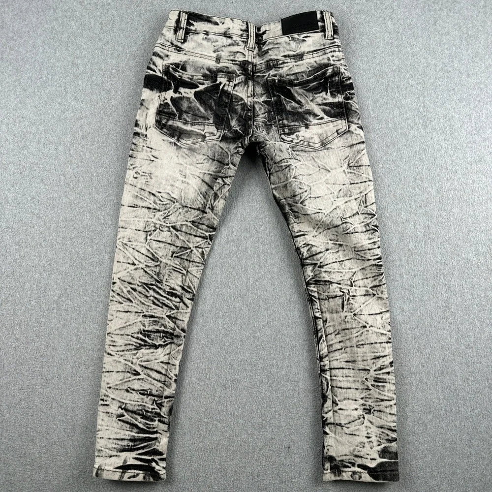 Southpole Jeans Boys Size 8 Black Acid Wash Stretch Slim Fit Denim Pants